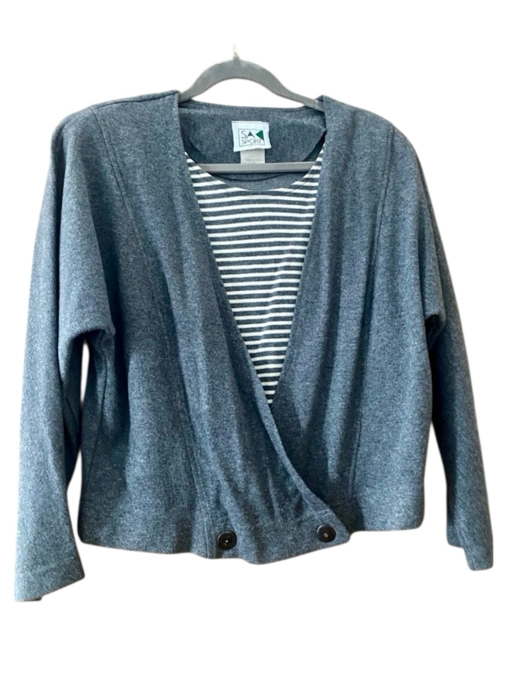 Vintage 90s SA Sport Sears 2-in-1 Wrap Cardigan Striped Top USA Medium